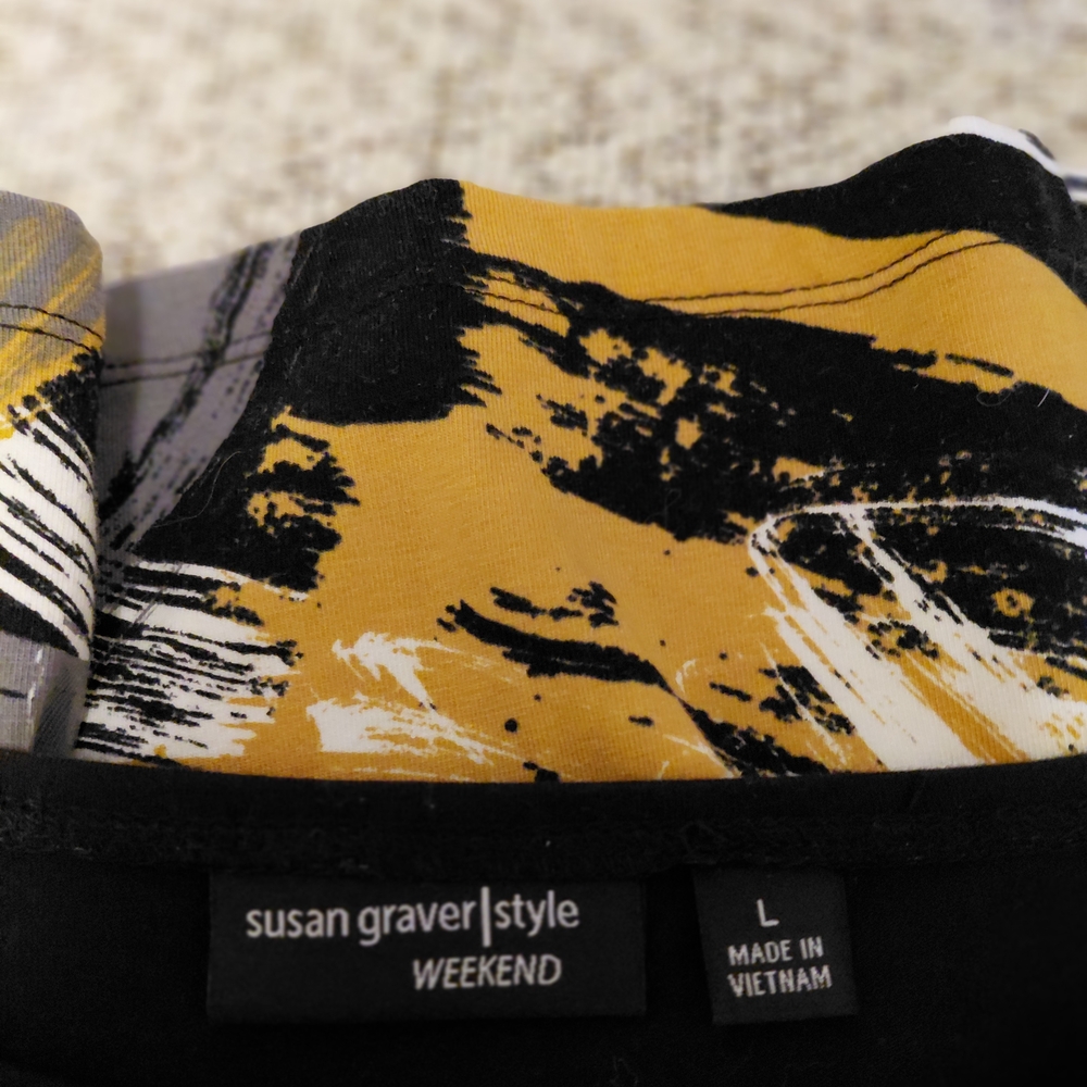 Susan Graver|Style Weekend Comfy Multi Color Abstract Top Size L - Picture 5 of 5